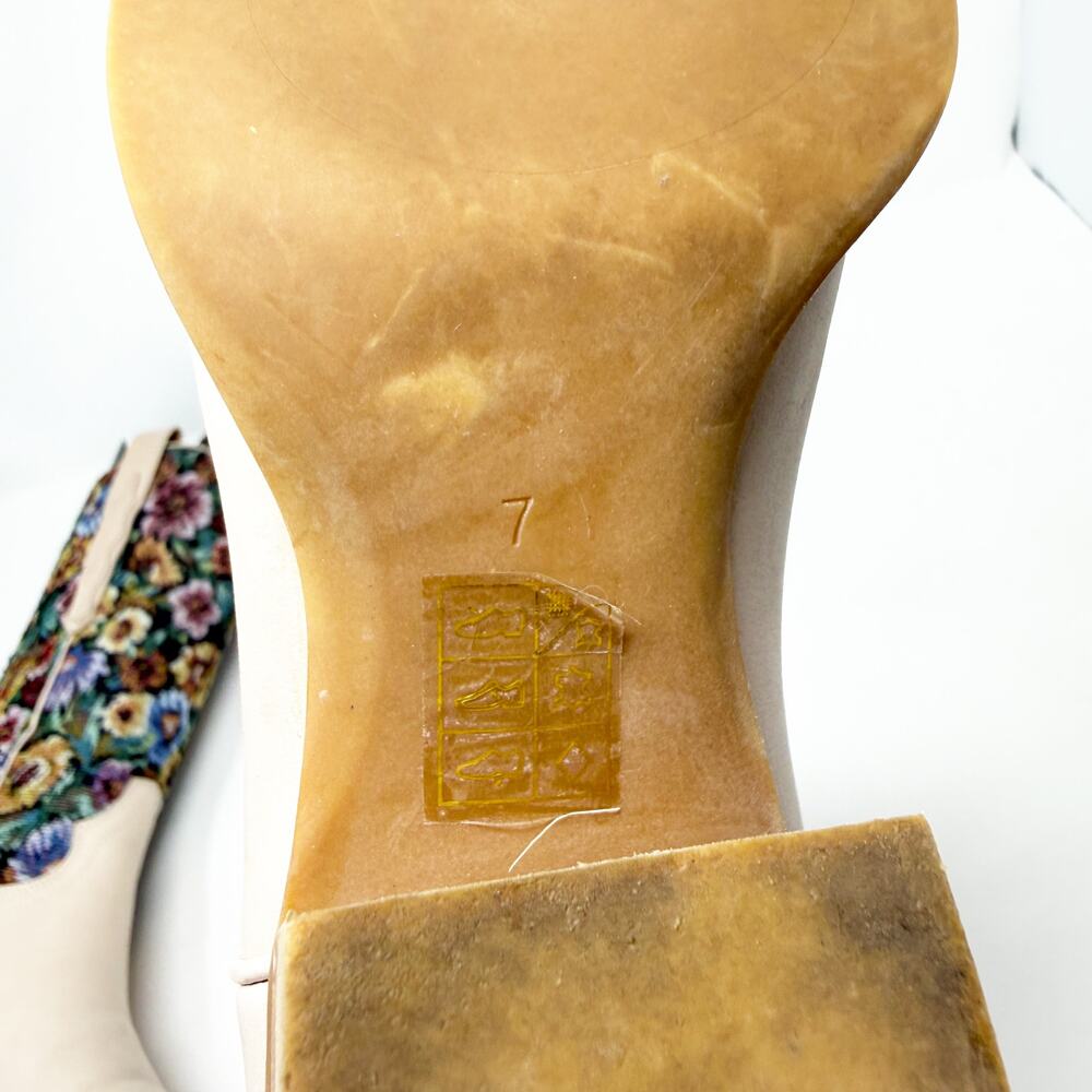 Jeffrey Campbell Tan/Multicolor Leather & Tapestry Western Boots Size 7 Pull On - Picture 7 of 8